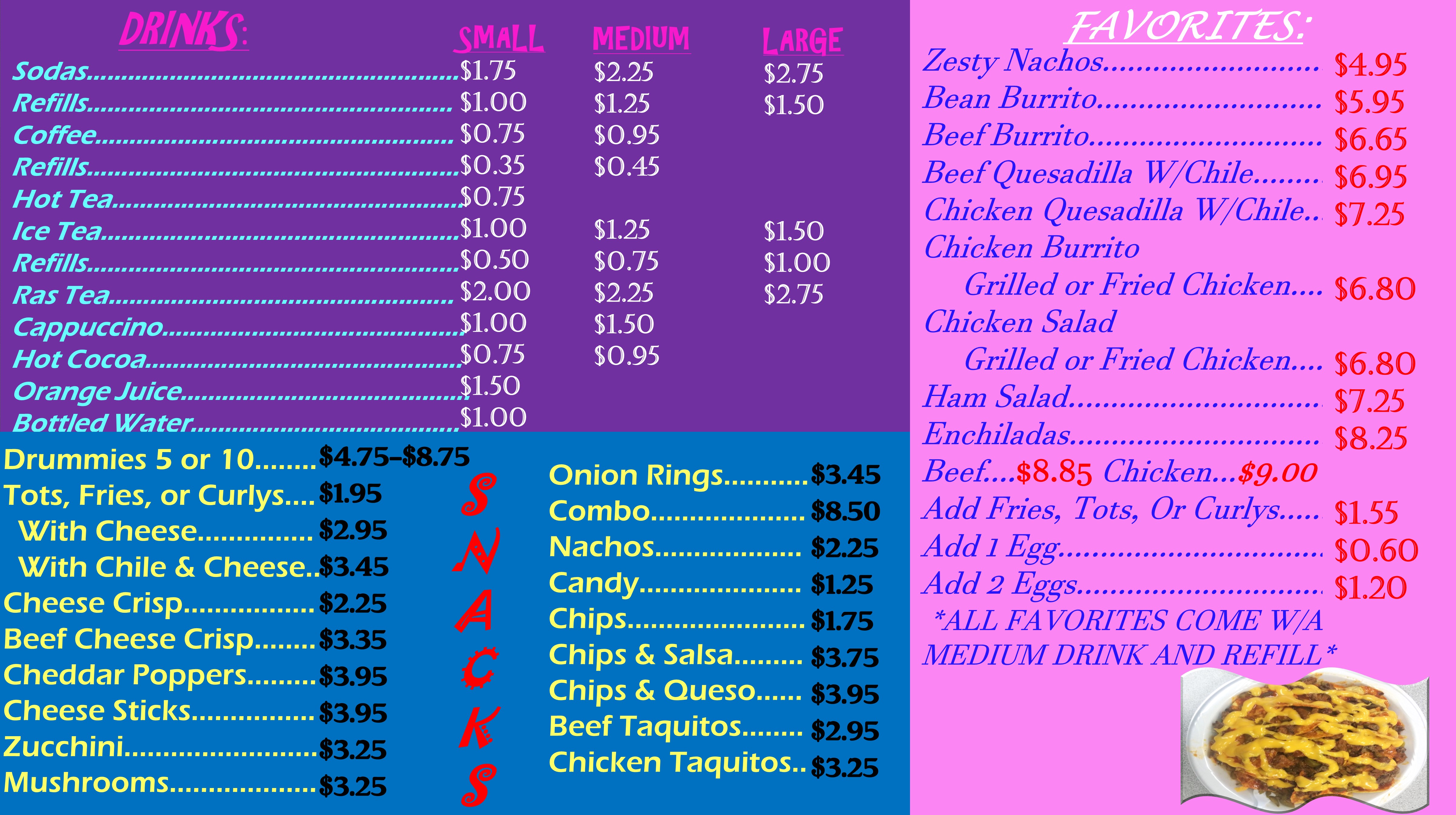GalaBowl > Snack Bar Menu